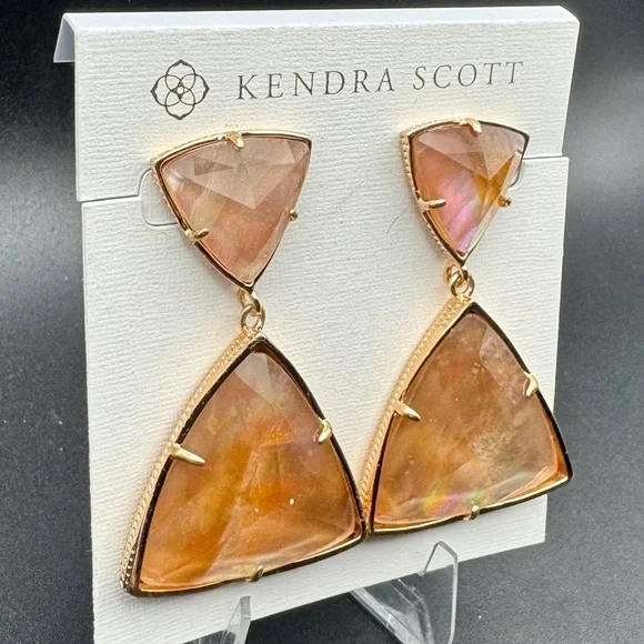 Vintage Kendra Scott Maury Drop Earrings•Retired HTF• Iridescent MOP Rose Gold - Picture 3 of 6